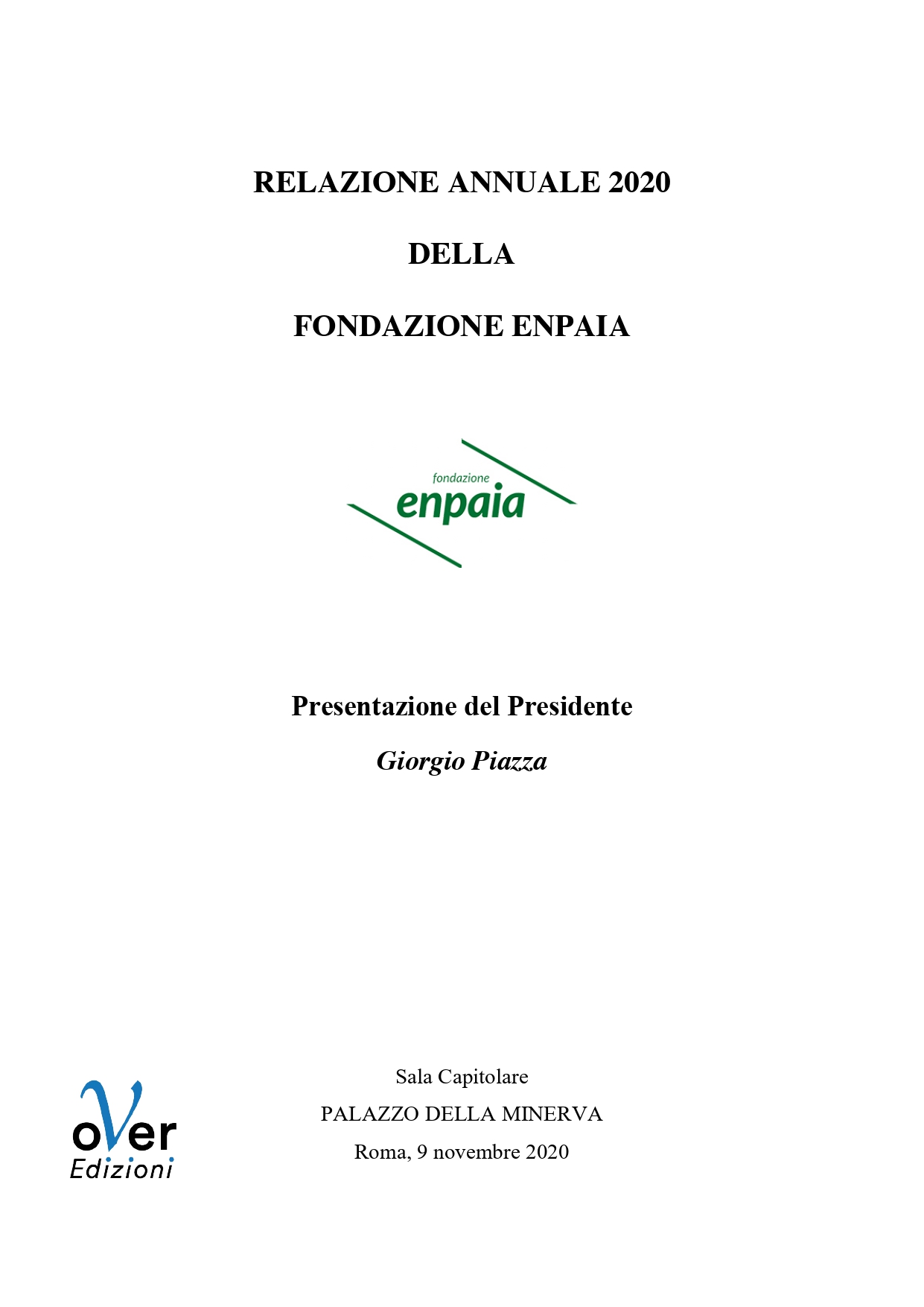 Copertina di Relazione annuale Enpaia 2020